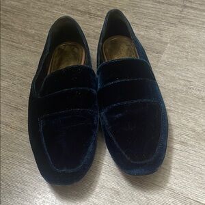 Women's Velvet Loafers in Dark Blue — Zara 39
